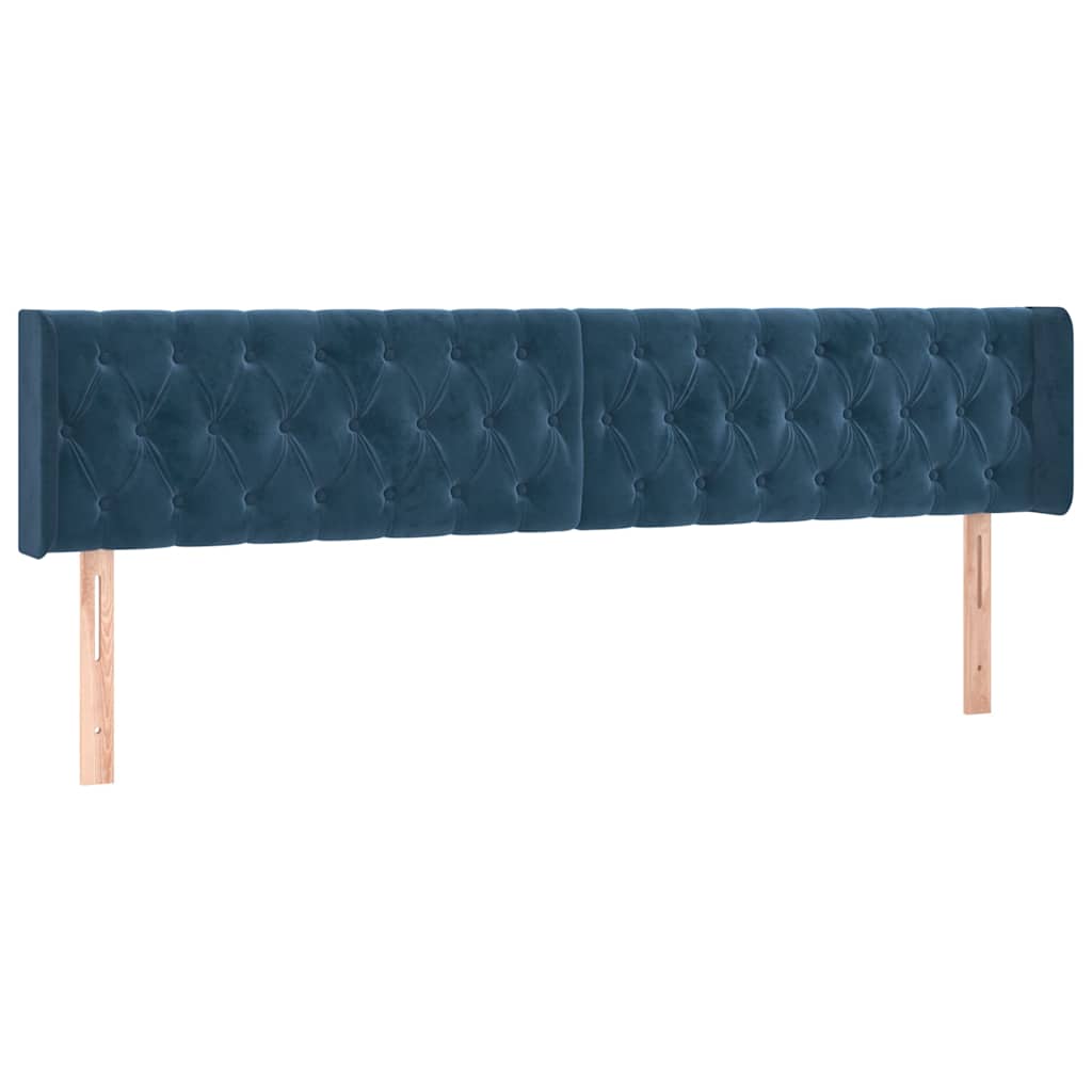 sötétkék bársony rugós ágy matraccal 120x190 cm