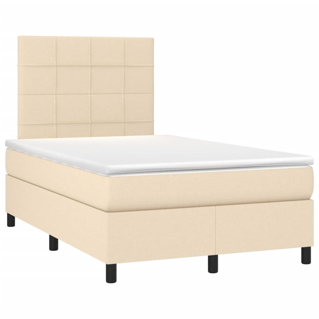 krémszínű szövet rugós és LED-es ágy matraccal 120x190cm
