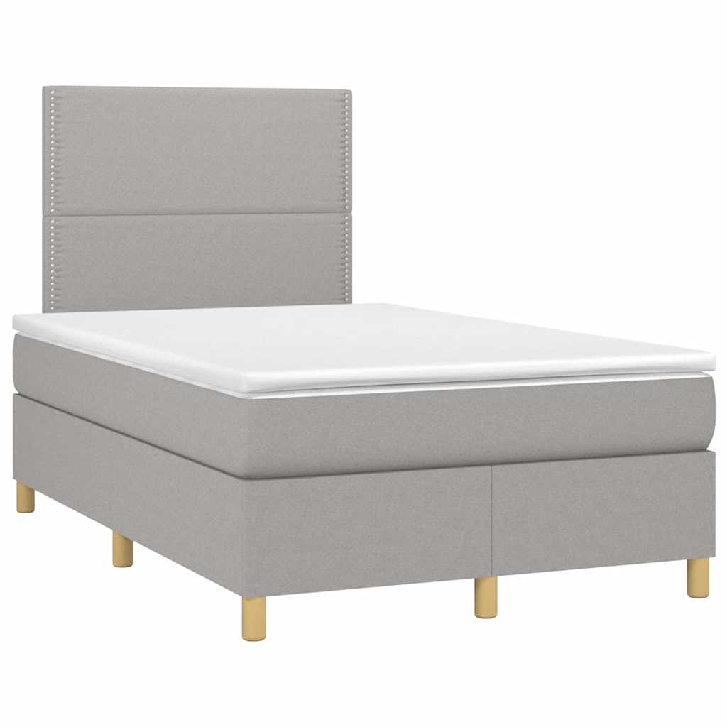 világosszürke szövet rugós és LED-es ágy matraccal 120x190 cm
