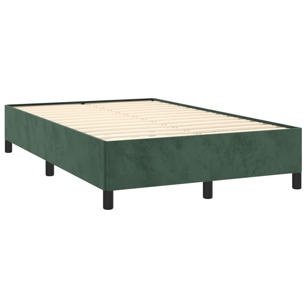 sötétzöld bársony rugós és LED-es ágy matraccal 120x190 cm