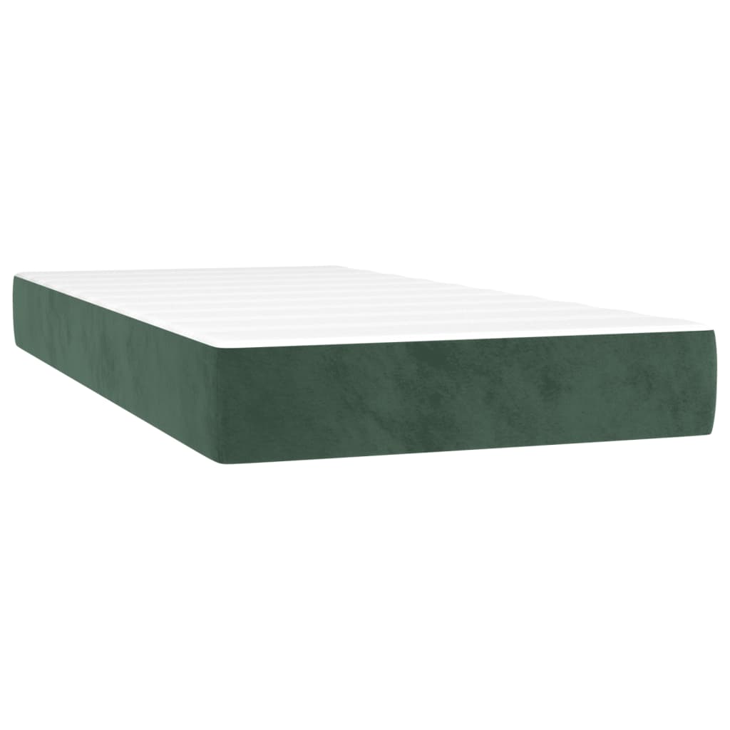 sötétzöld bársony rugós és LED-es ágy matraccal 120x190 cm