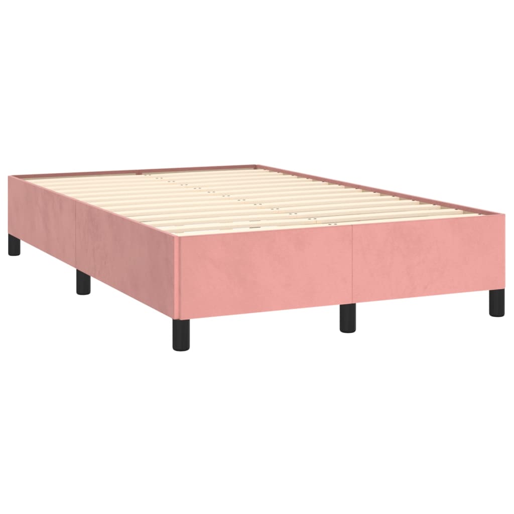 rózsaszín bársony rugós és LED-es ágy matraccal 120 x 190 cm