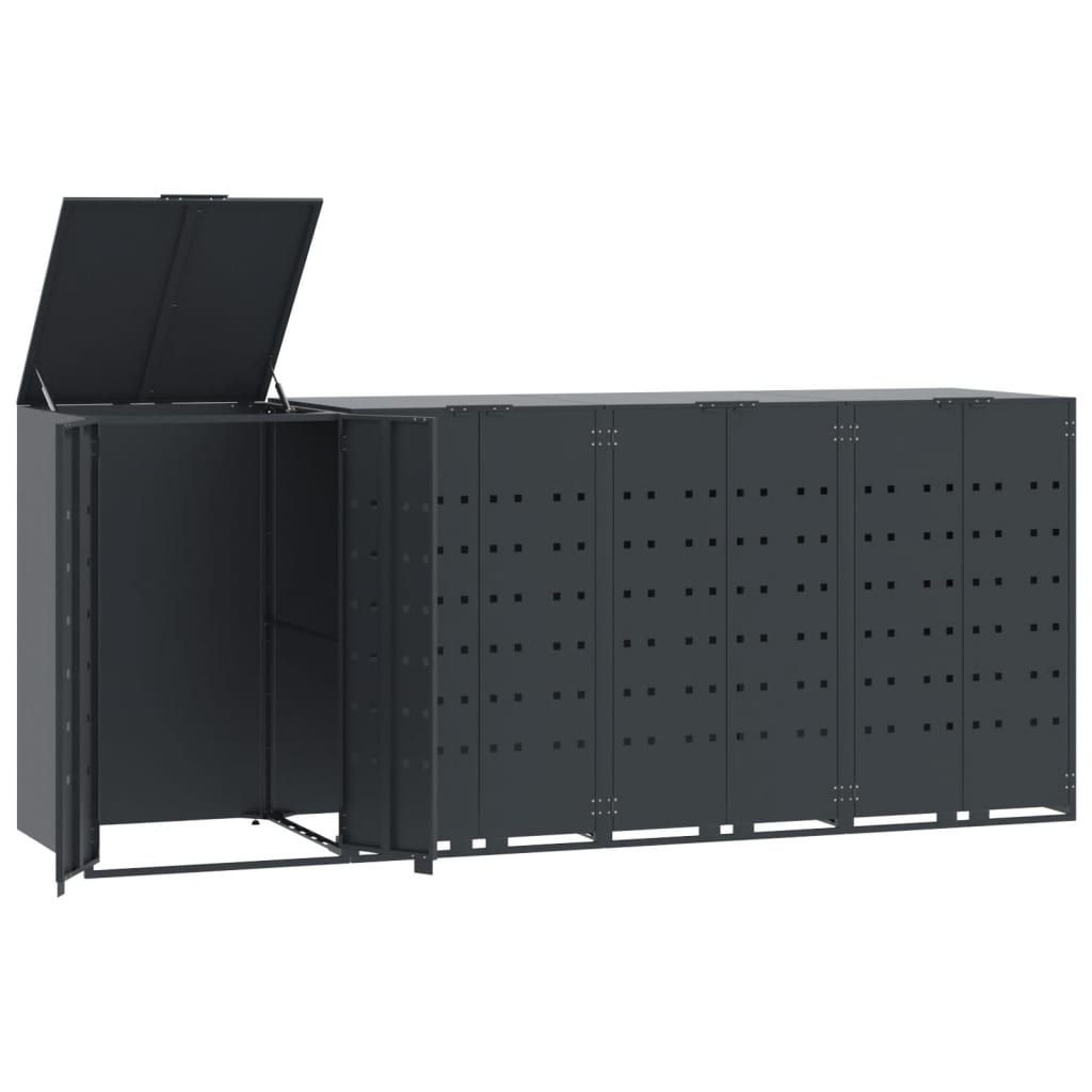 antracit acél tároló 4 szemeteskukához 276 x 79 x 117 cm