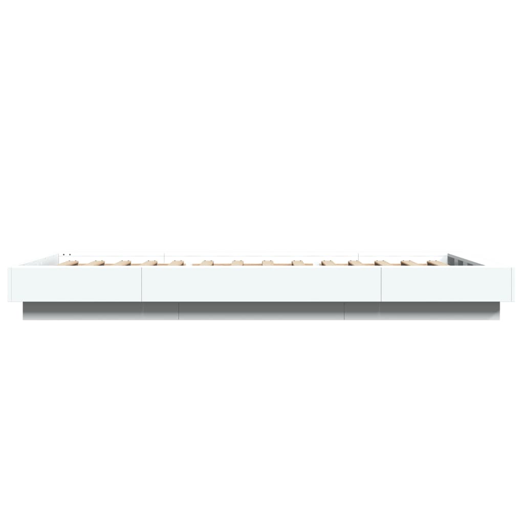 fehér szerelt fa ágykeret LED-világítással 100 x 200 cm
