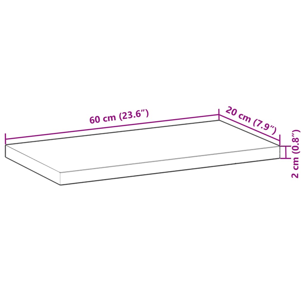 2 db kezeletlen tömör akácfa függőpolc 60 x 20 x 2 cm