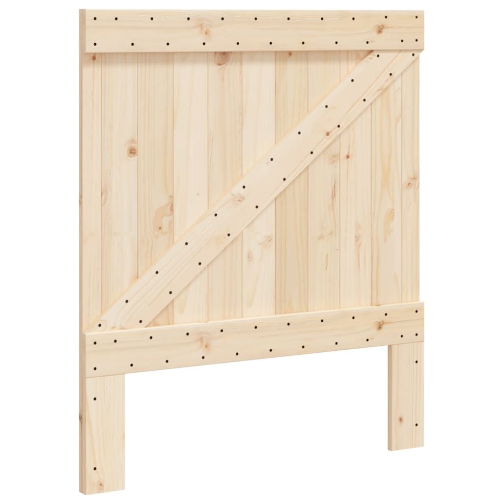 szürke tömör fenyőfa ágykeret fejtámlával 90 x 200 cm