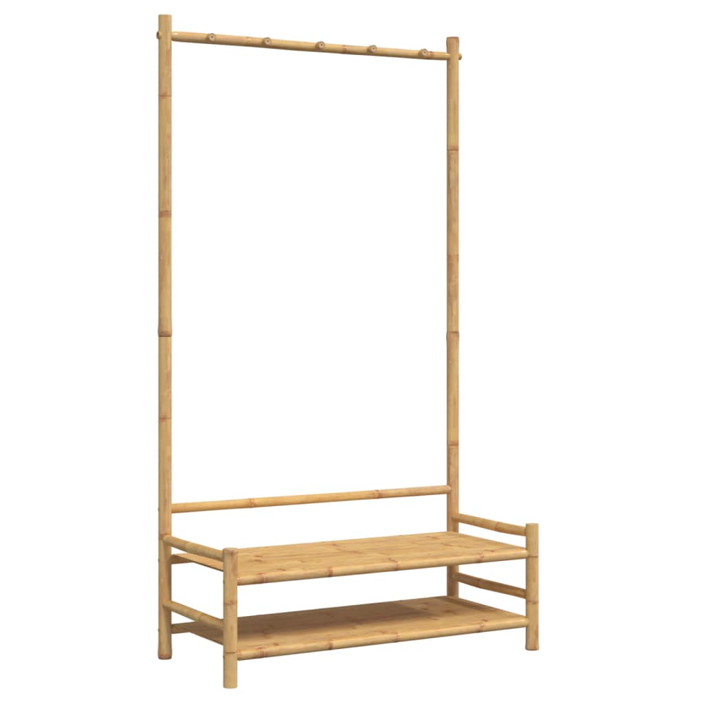bambusz ruhaállvány polcokkal 103 x 40 x 183 cm