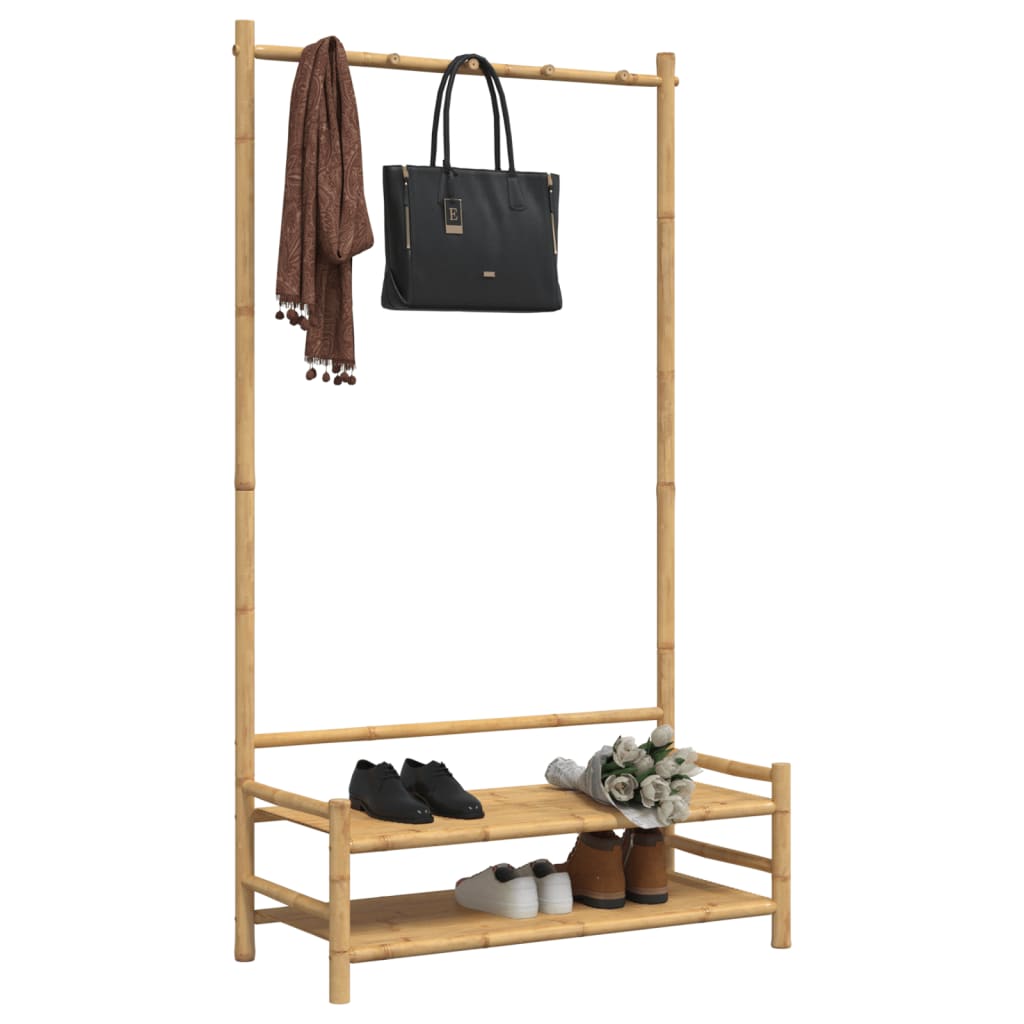 bambusz ruhaállvány polcokkal 103 x 40 x 183 cm
