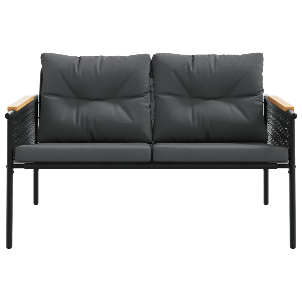 fekete acél kerti pad párnákkal 116 cm
