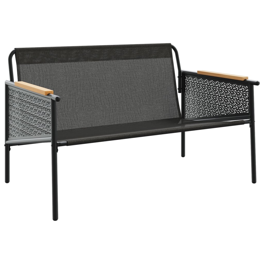 fekete acél kerti pad párnákkal 116 cm