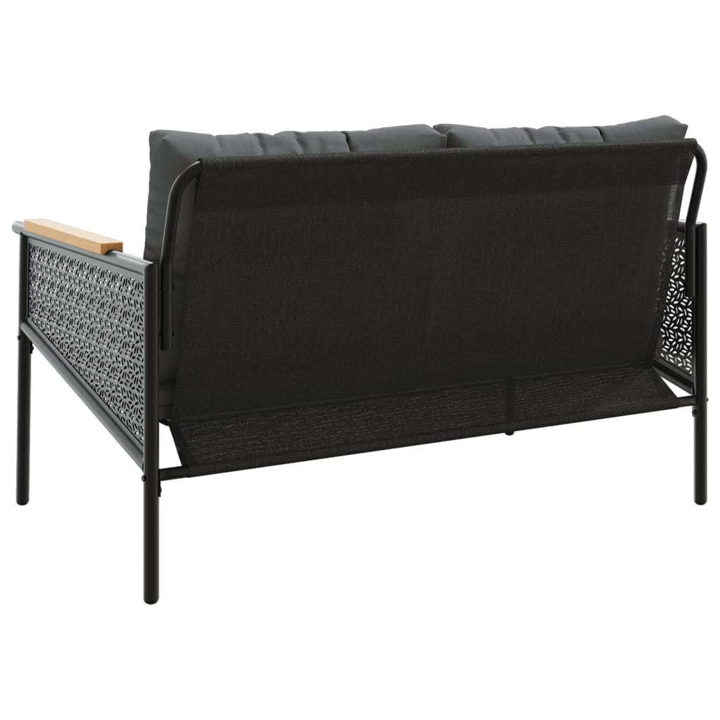 fekete acél kerti pad párnákkal 116 cm