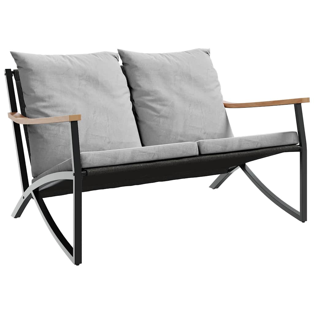 fekete acél kerti pad párnákkal 120 cm