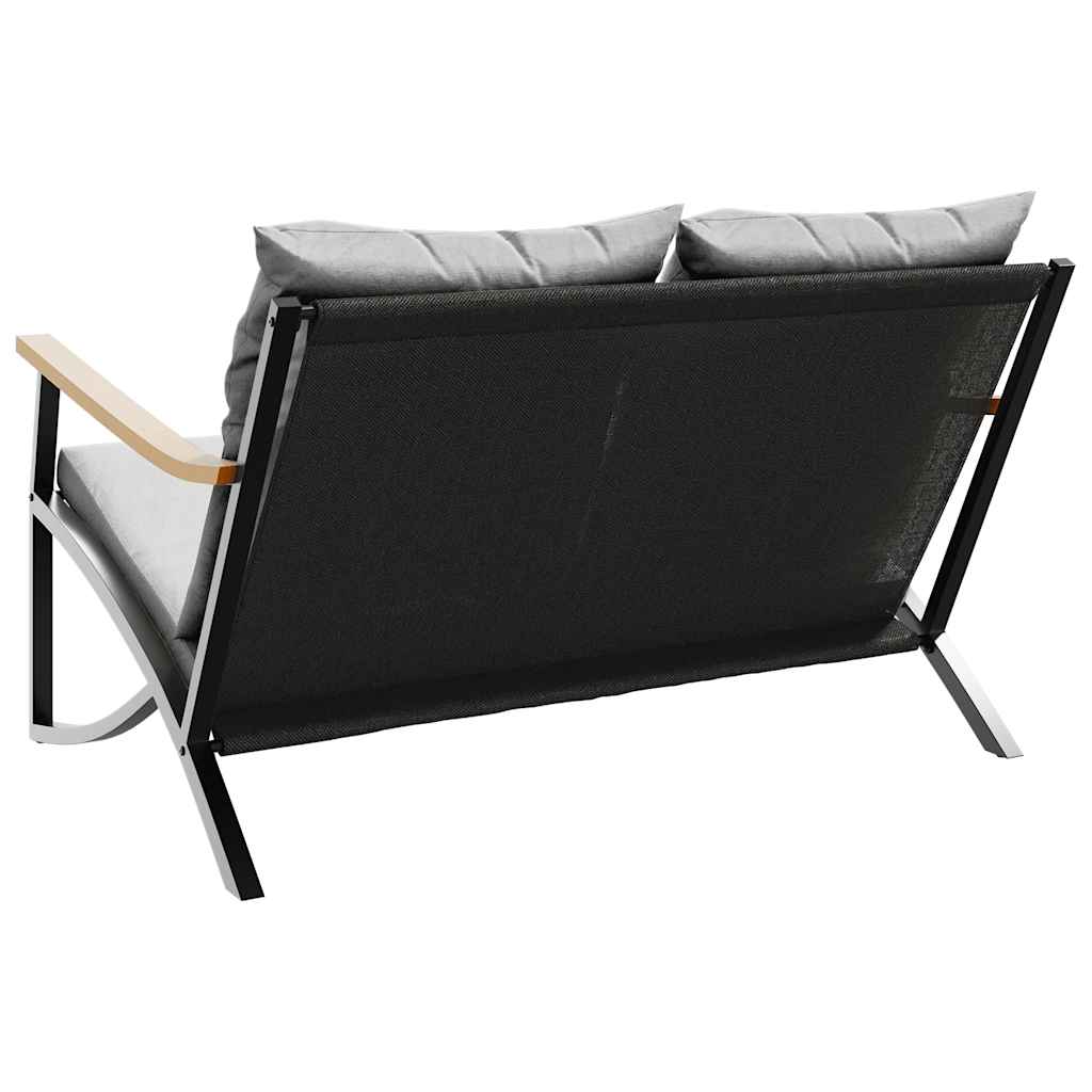 fekete acél kerti pad párnákkal 120 cm