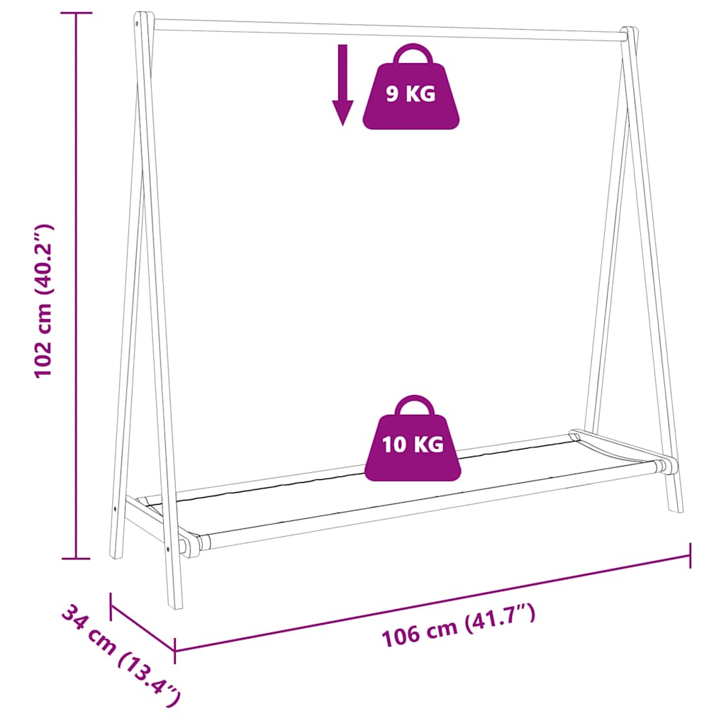 bambusz ruhaállvány polcokkal 106 x 34 x 102 cm