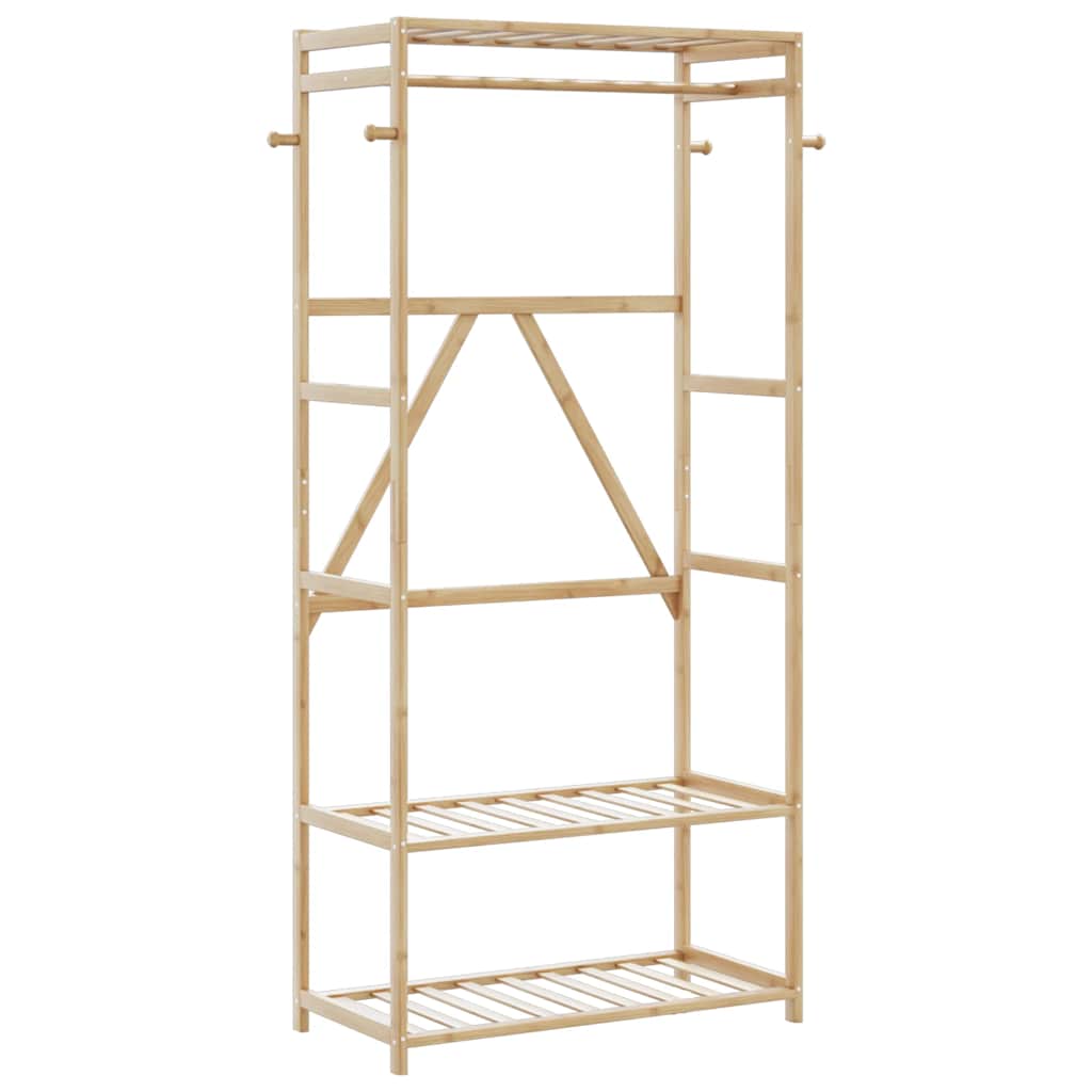 bambusz ruhaállvány polcokkal 80x40x175 cm