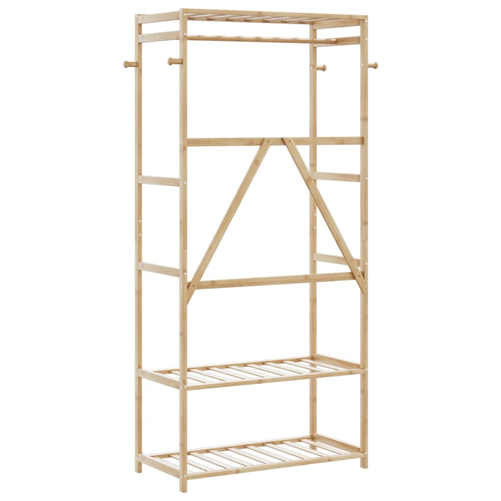 bambusz ruhaállvány polcokkal 80x40x175 cm