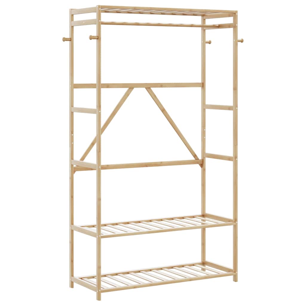 bambusz ruhaállvány polcokkal 110x40x175 cm