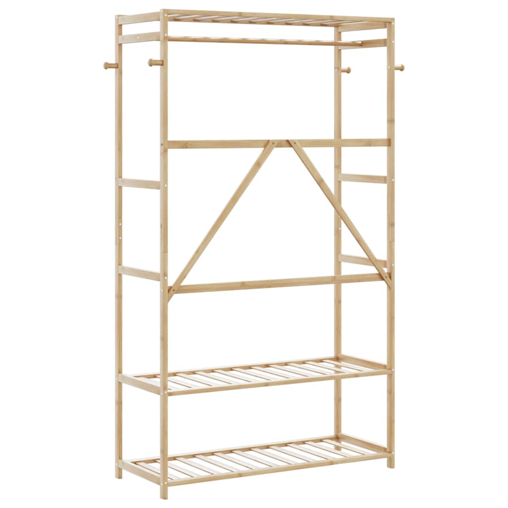 bambusz ruhaállvány polcokkal 110x40x175 cm