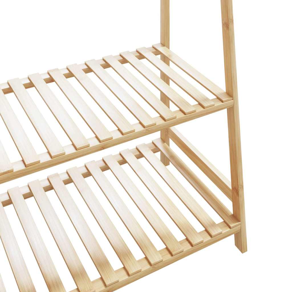 bambusz ruhaállvány polcokkal 110x40x180 cm