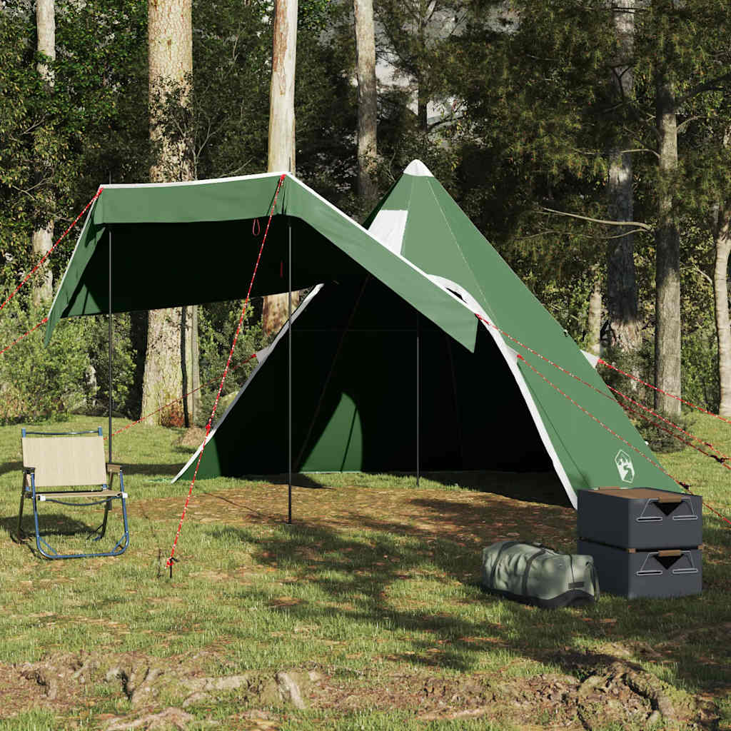 5 személyes zöld vízálló tipi kempingsátor