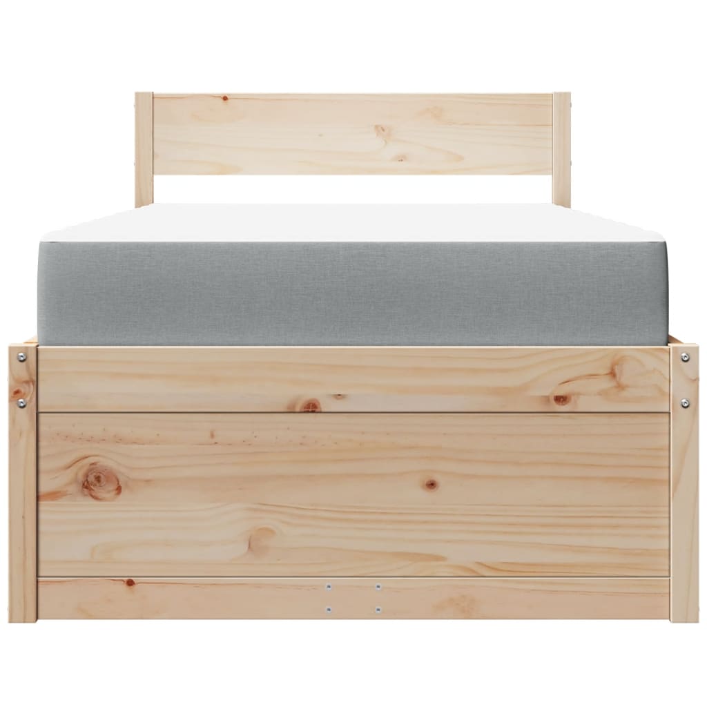 tömör fenyőfa ágy fiókokkal és matraccal 90 x 200 cm
