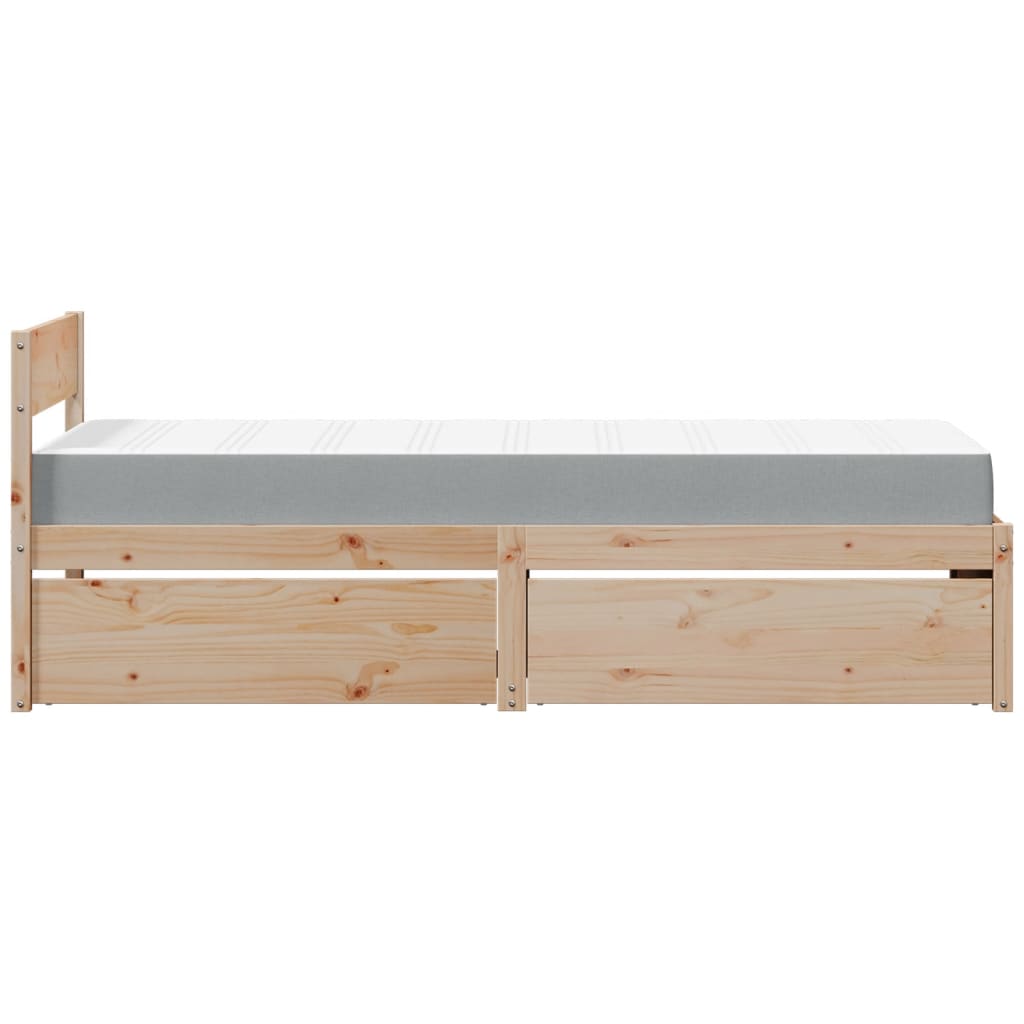 tömör fenyőfa ágy fiókokkal és matraccal 90 x 200 cm