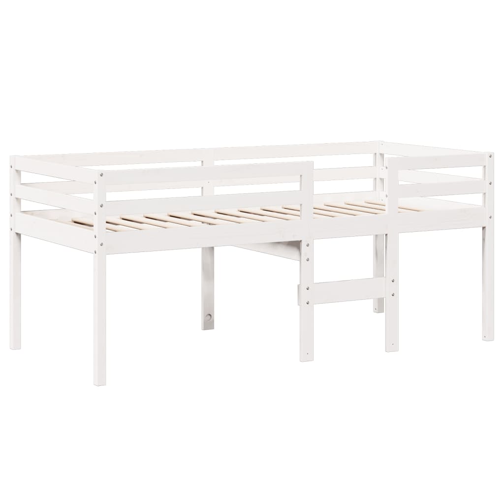 fehér tömör fenyőfa magasított ágy tetővel 90 x 200 cm