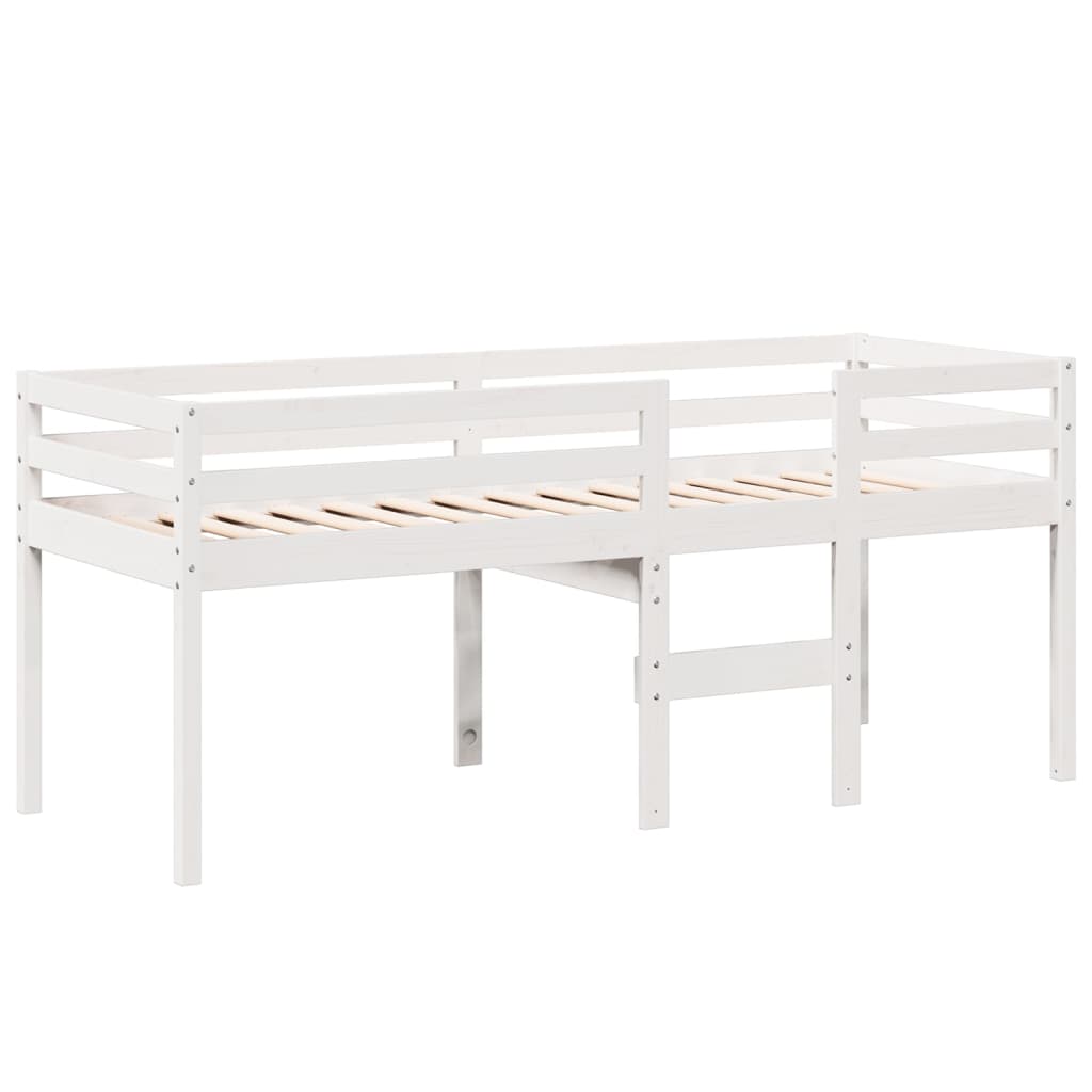fehér tömör fenyőfa magasított ágy tetővel 80 x 200 cm