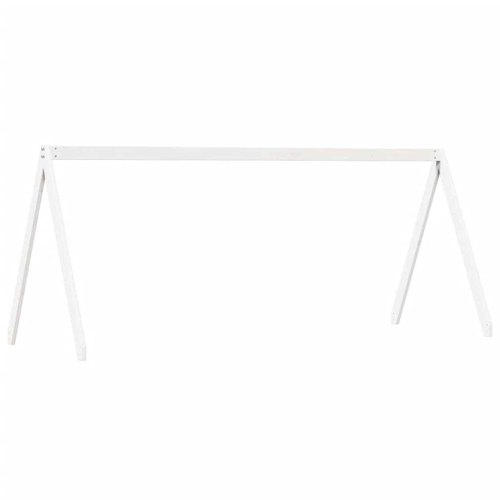 fehér tömör fenyőfa magasított ágy tetővel 80 x 200 cm
