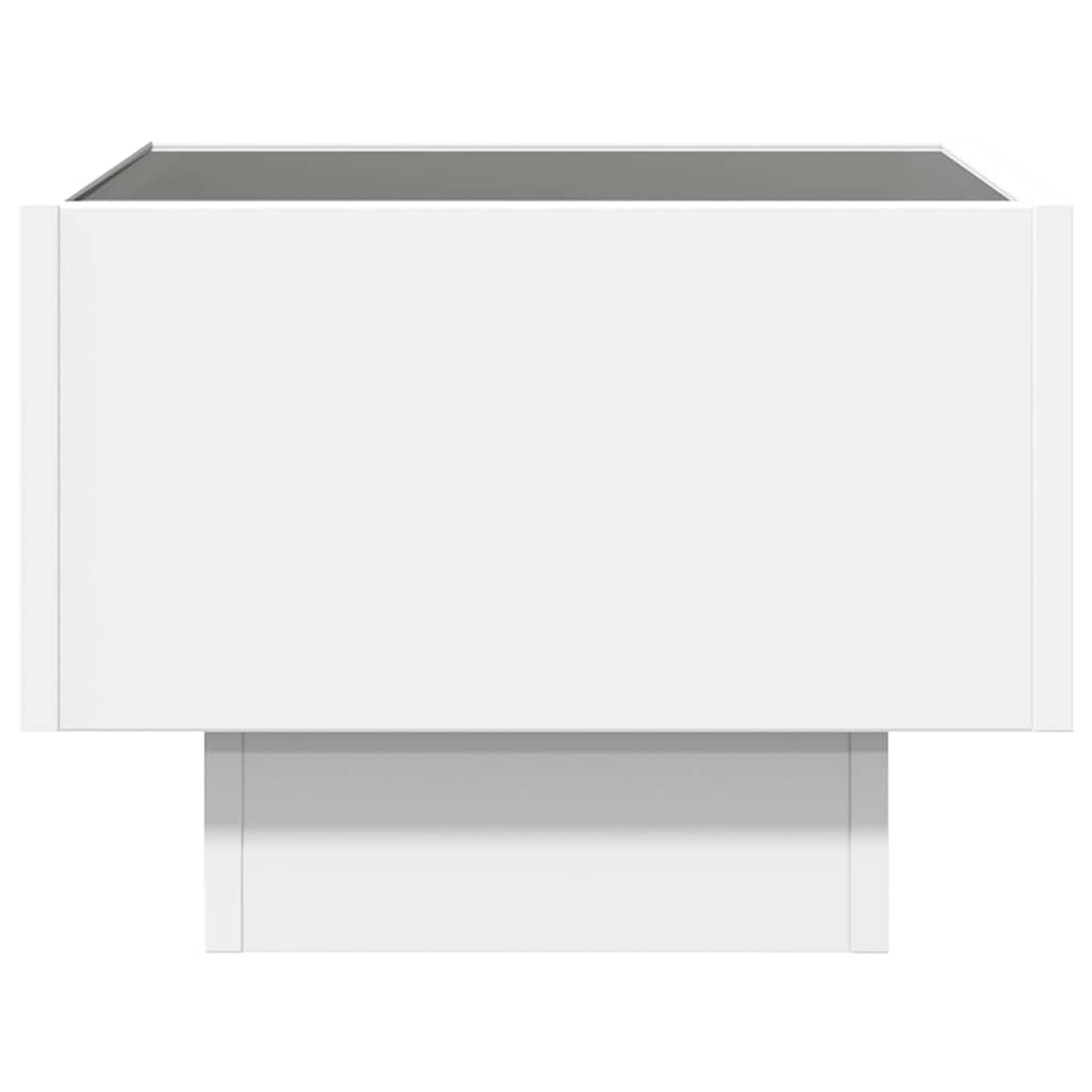 fehér szerelt fa kisasztal LED-del 40 x 40 x 30 cm