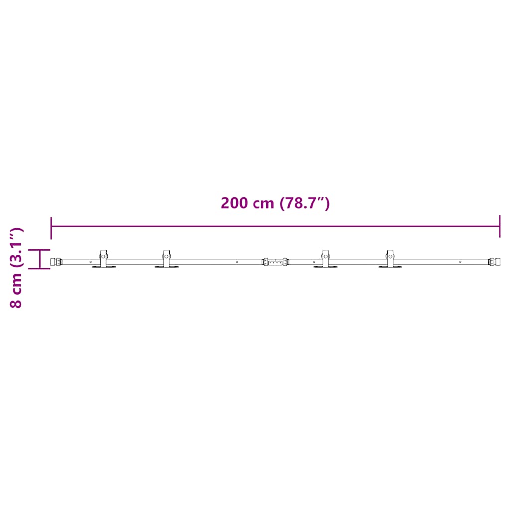 Tolószekrény ajtókészlet 200 cm szénacél