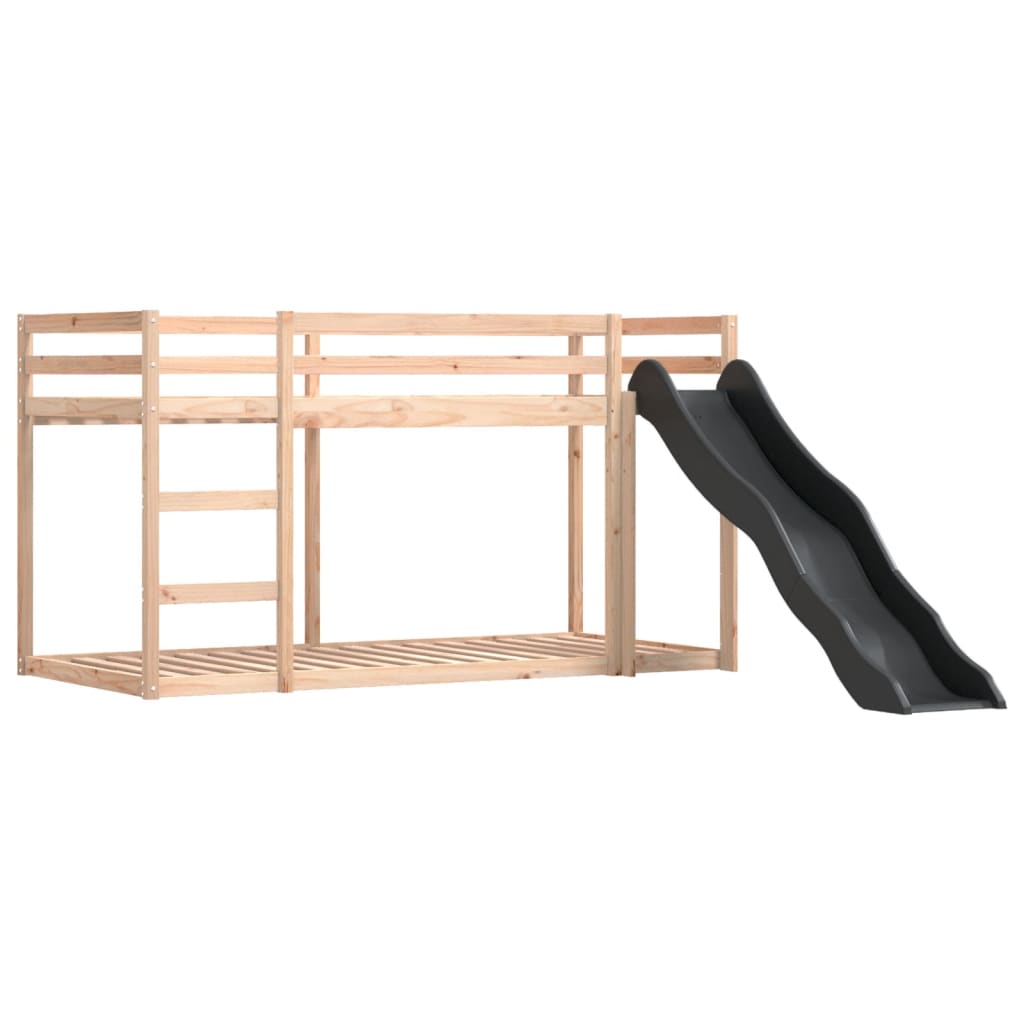 fehér-fekete emeletes ágy csúszdával és függönnyel 90 x 200 cm