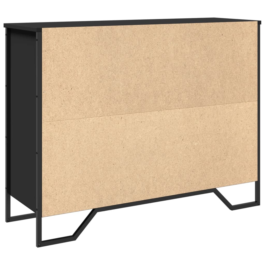 fekete szerelt fa tálalószekrény 97 x 32,5 x 74,5 cm