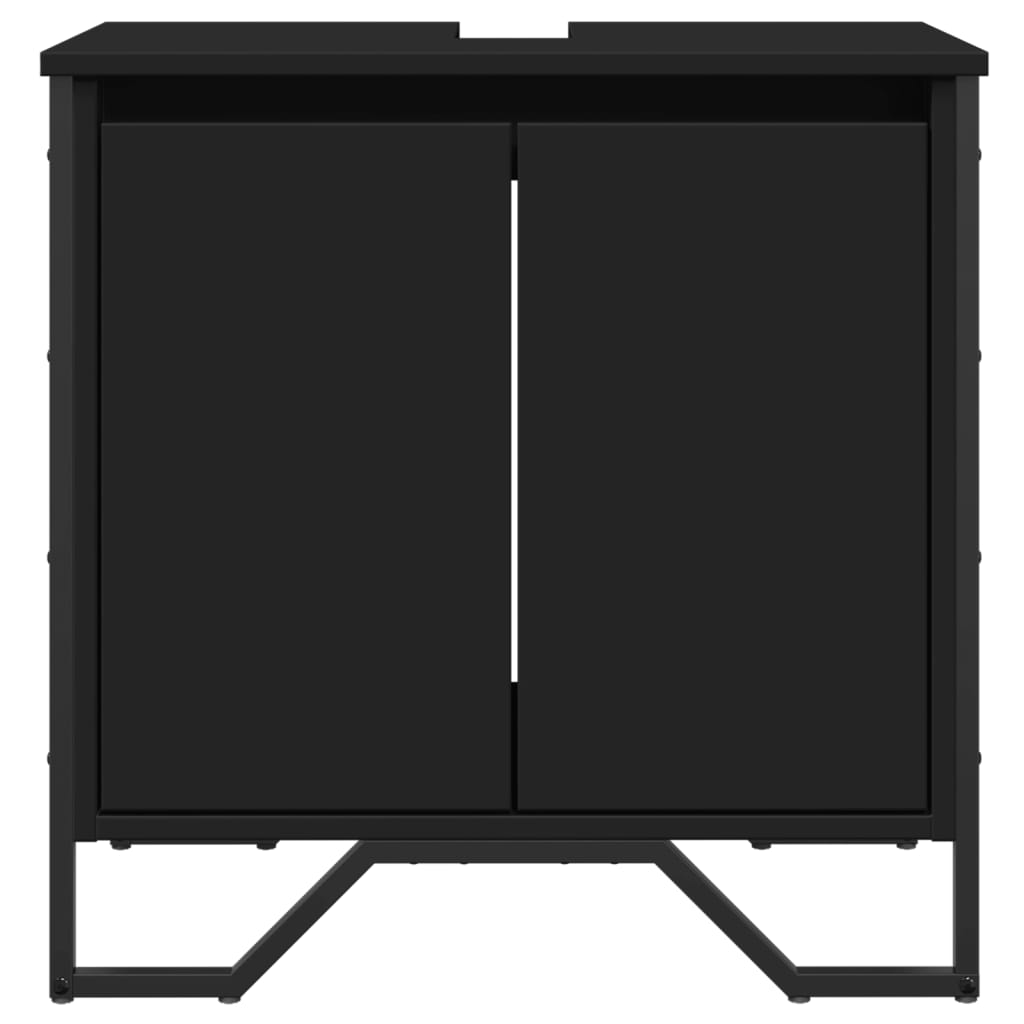 fekete szerelt fa fürdőszobai mosdószekrény 60 x 35 x 60 cm
