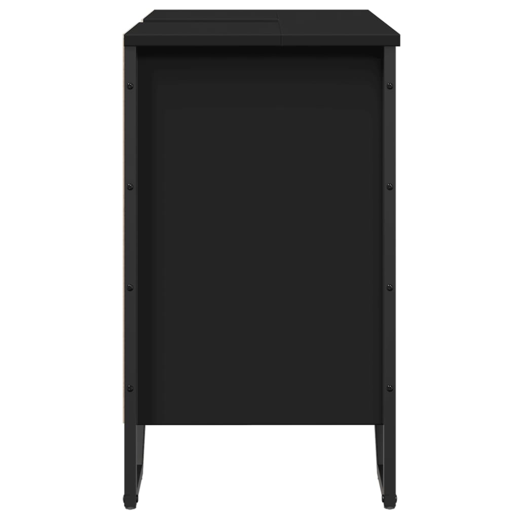 fekete szerelt fa fürdőszobai mosdószekrény 60 x 35 x 60 cm