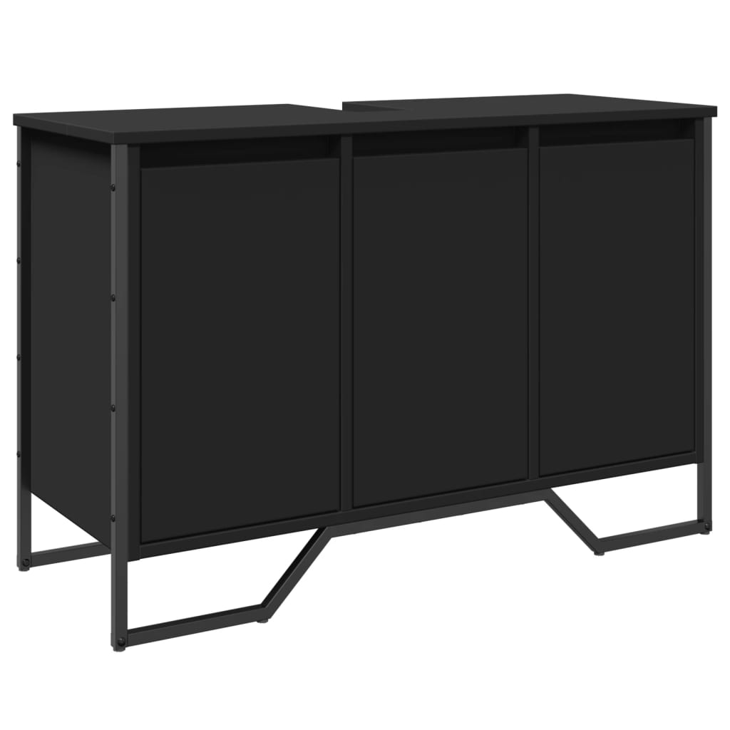 fekete szerelt fa fürdőszobai mosdószekrény 91 x 35 x 60 cm