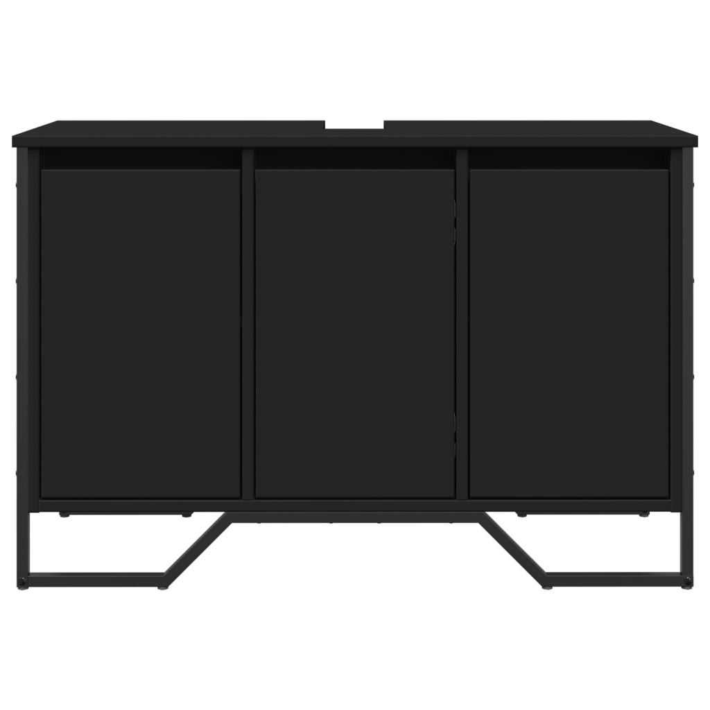 fekete szerelt fa fürdőszobai mosdószekrény 91 x 35 x 60 cm