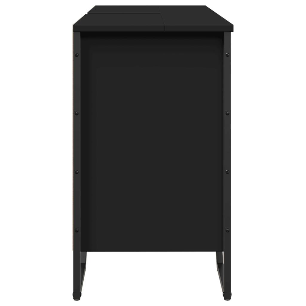 fekete szerelt fa fürdőszobai mosdószekrény 91 x 35 x 60 cm