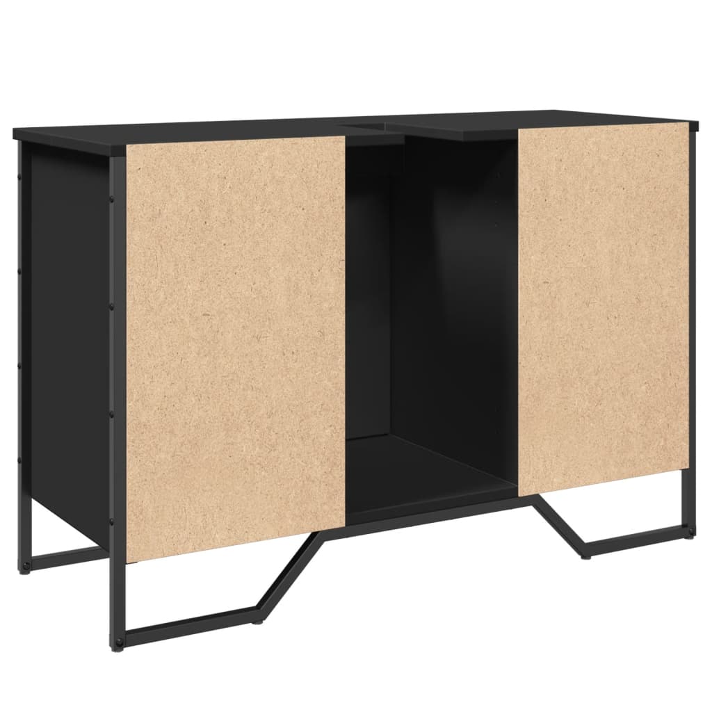 fekete szerelt fa fürdőszobai mosdószekrény 91 x 35 x 60 cm