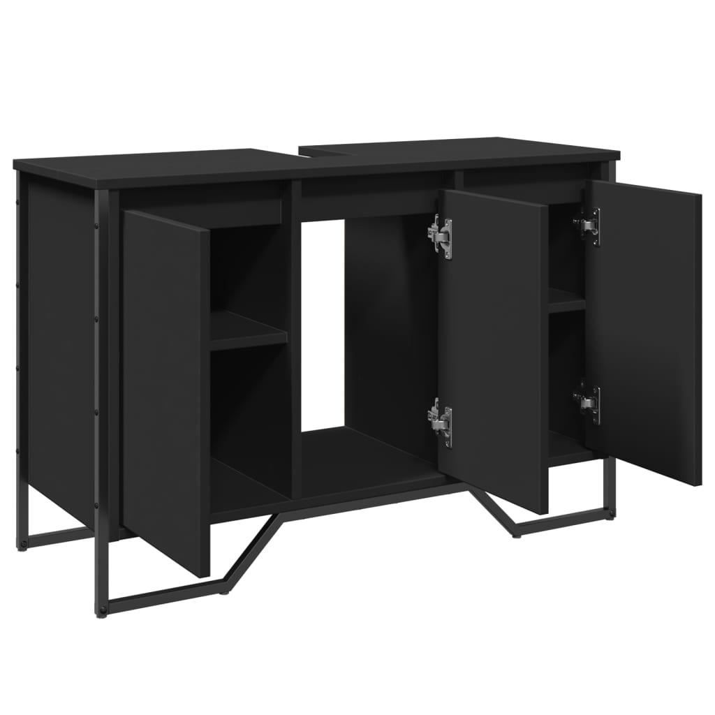 fekete szerelt fa fürdőszobai mosdószekrény 91 x 35 x 60 cm