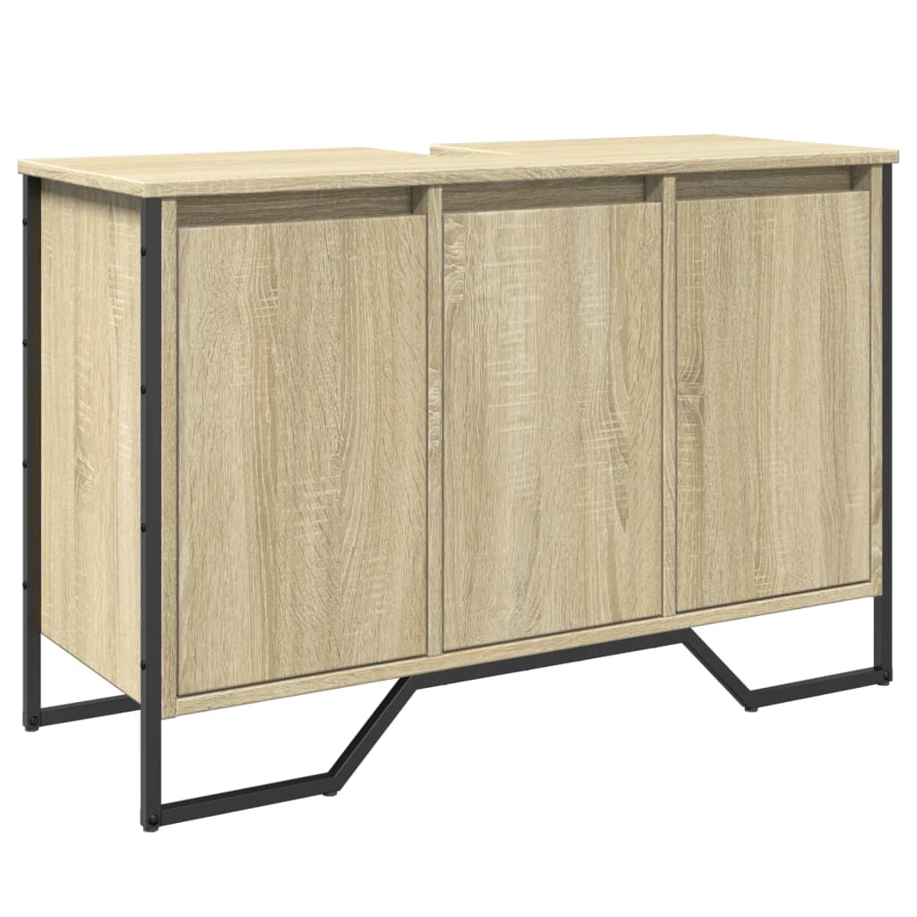 sonoma tölgy szerelt fa fürdőszobai mosdószekrény 91x35x60 cm