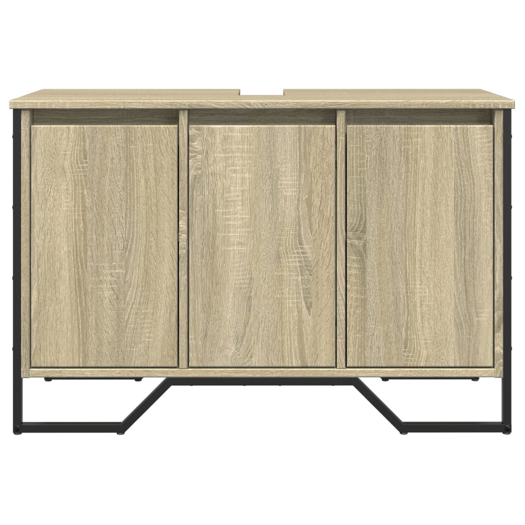 sonoma tölgy szerelt fa fürdőszobai mosdószekrény 91x35x60 cm