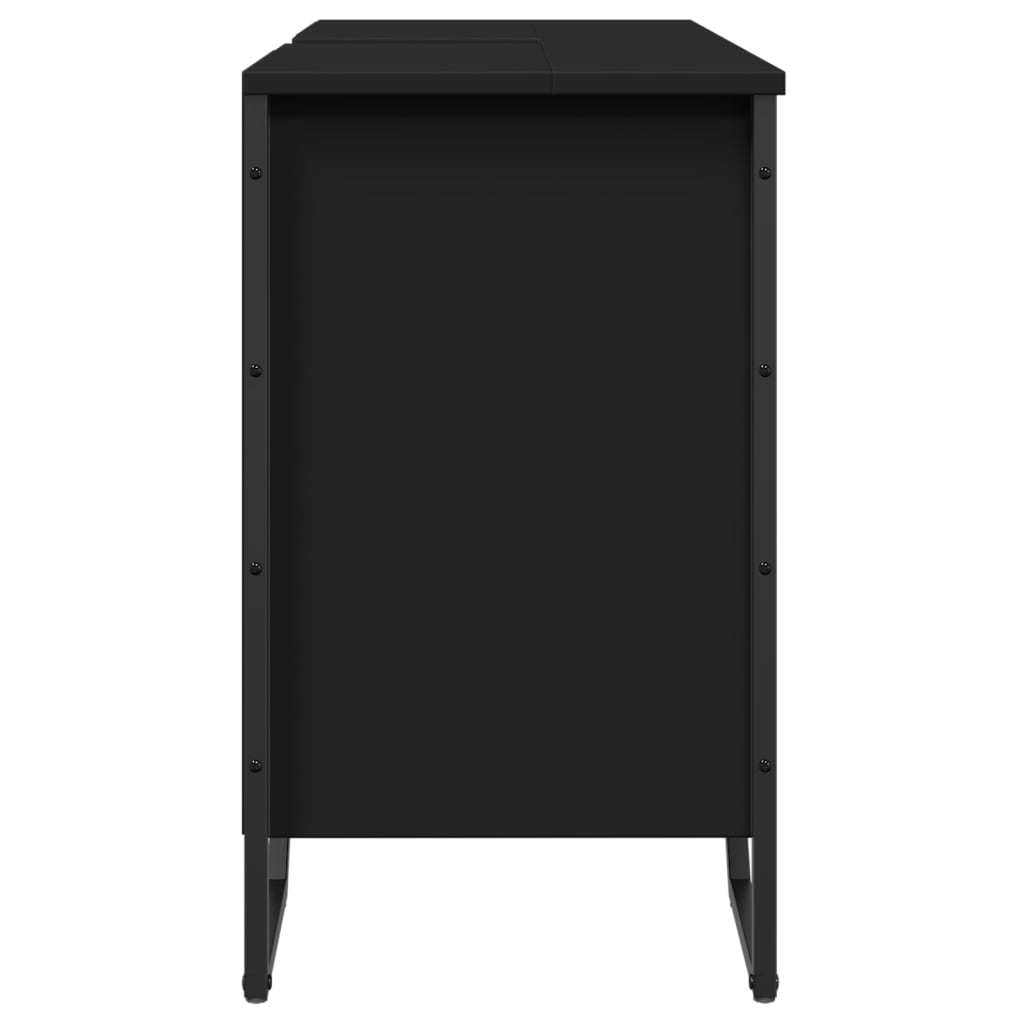 fekete szerelt fa fürdőszobai mosdószekrény 91 x 35 x 60 cm