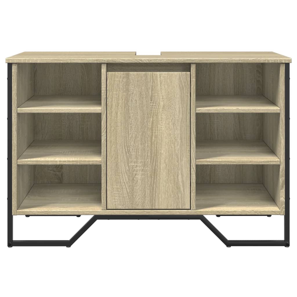 sonoma tölgy szerelt fa fürdőszobai mosdószekrény 91x35x60 cm