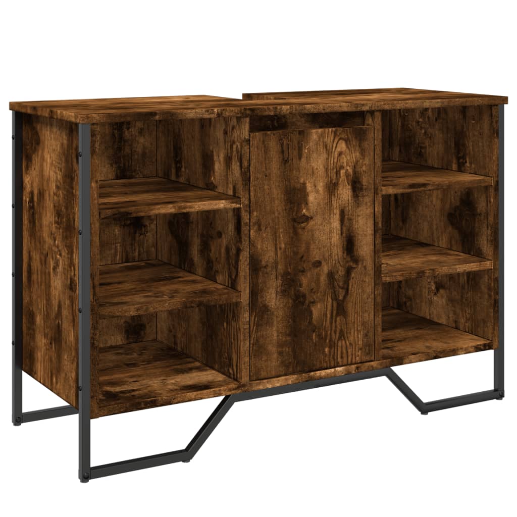 füstös tölgy szerelt fa fürdőszobai mosdószekrény 91x35x60 cm