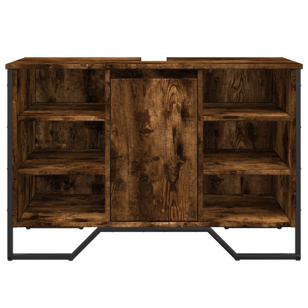 füstös tölgy szerelt fa fürdőszobai mosdószekrény 91x35x60 cm