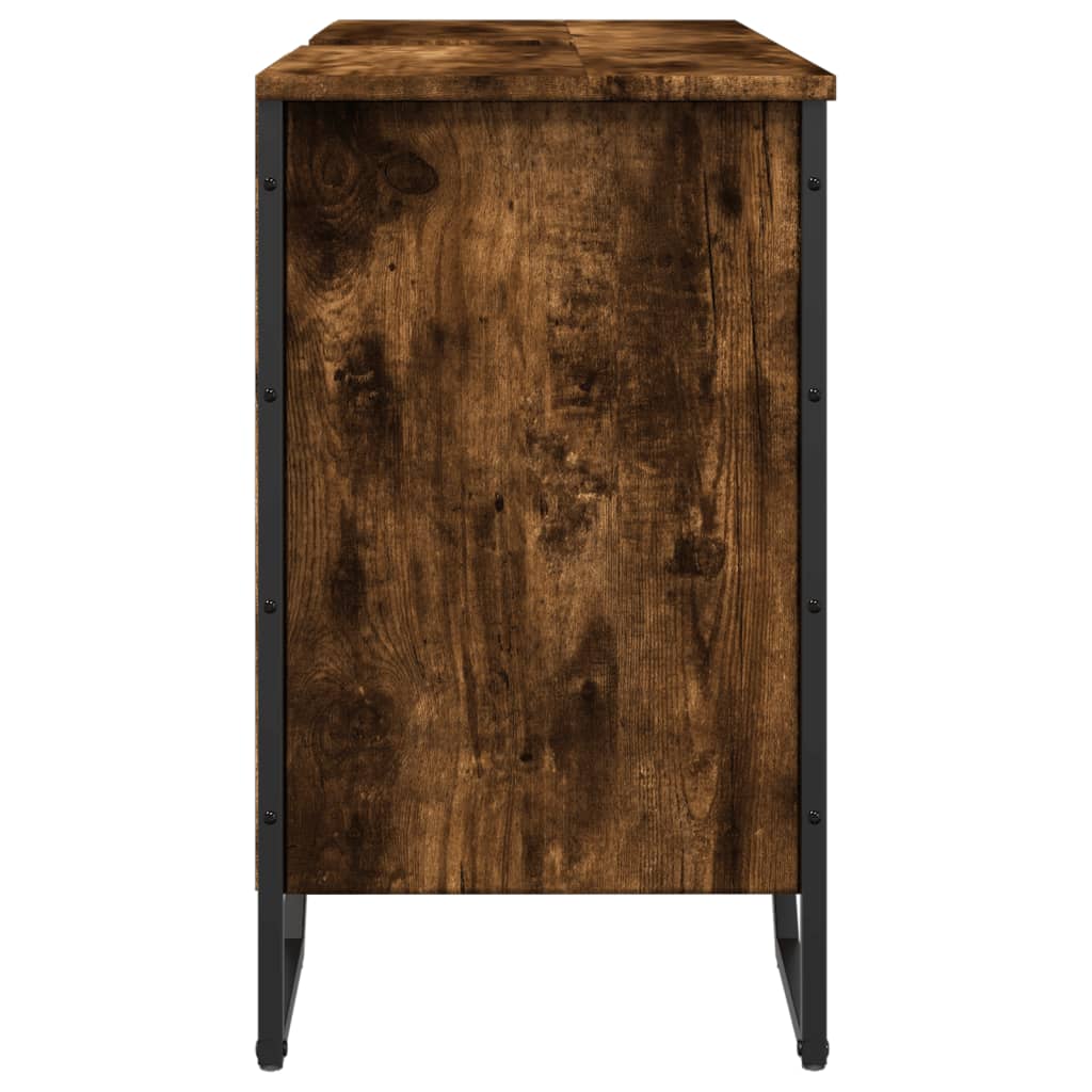 füstös tölgy szerelt fa fürdőszobai mosdószekrény 91x35x60 cm