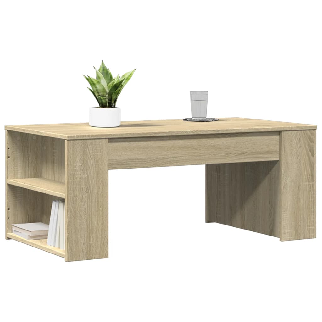 sonoma tölgy színű szerelt fa dohányzóasztal 102 x 55 x 42 cm
