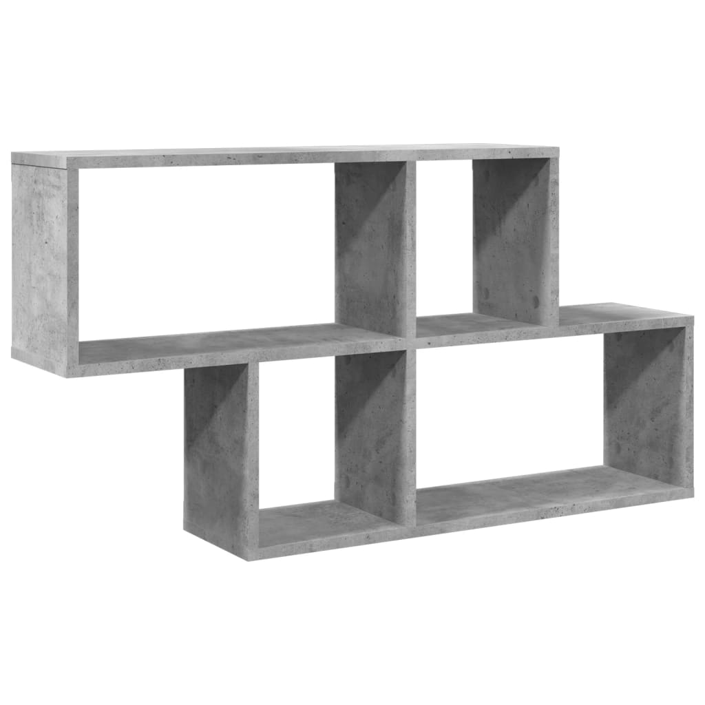 betonszürke szerelt fa fali polc 100 x 20 x 53 cm