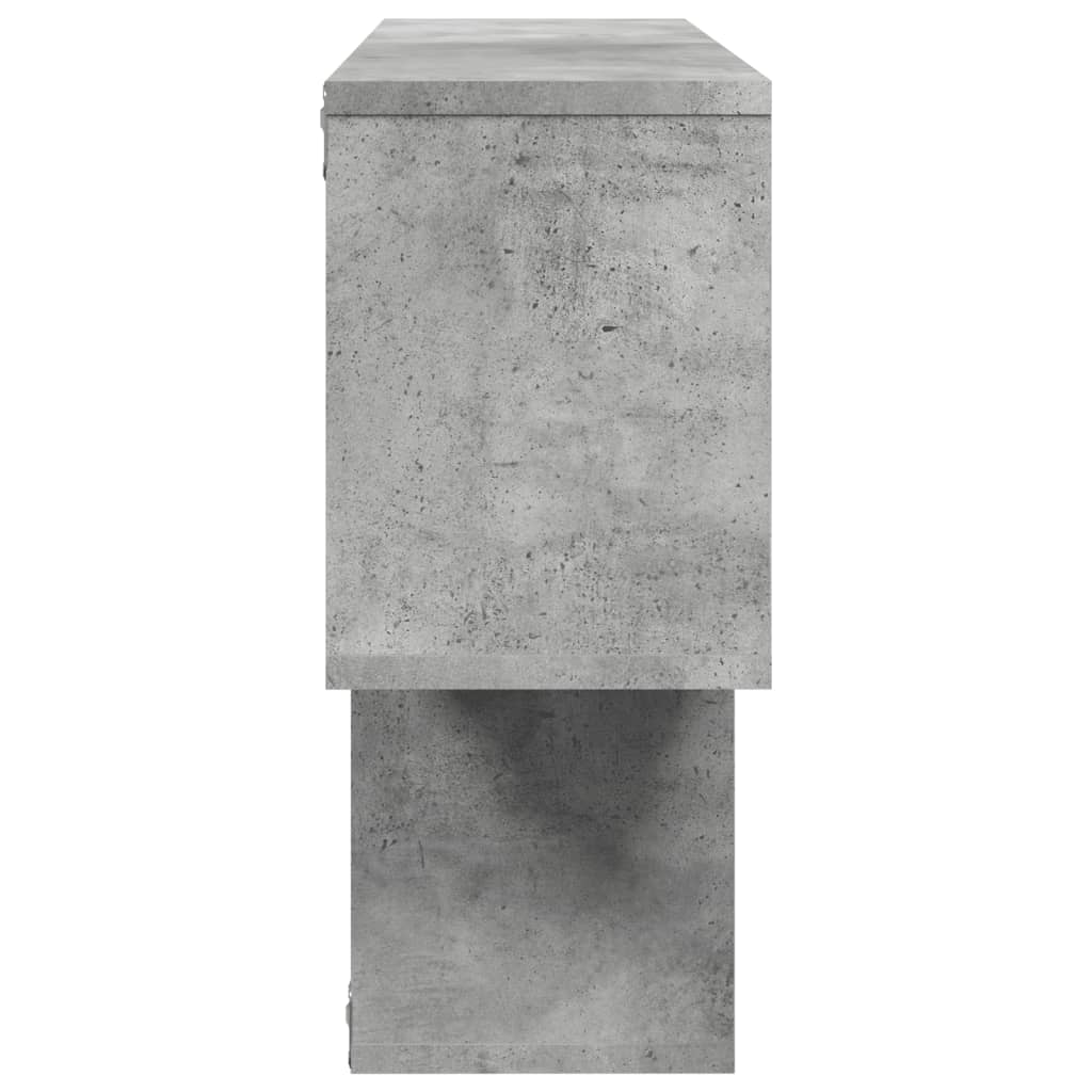 betonszürke szerelt fa fali polc 100 x 20 x 53 cm